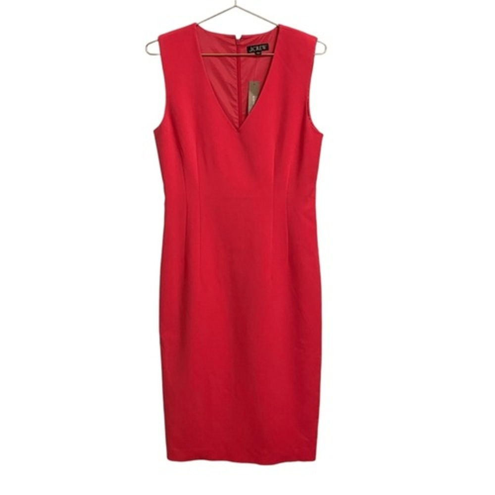 J.Crew Womens Red Sleeveless V-Neck Sheath Interview Dress Size 8